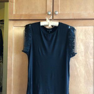 Anthro Black Tee/Tunic with lacy sleeves